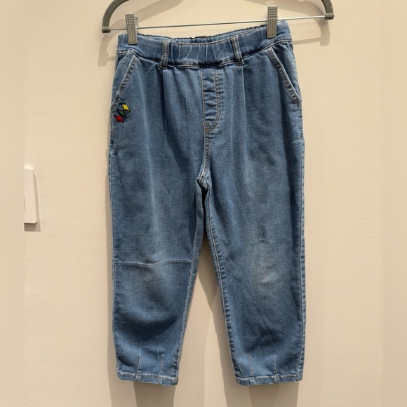 I Love J - Denim Jeans Kids Stitched Green,Red,Yellow Design Size 2 XL - Picture 1 of 6